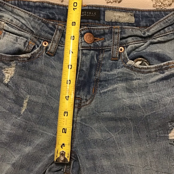 Aeropostale Ankle Straight Jeans. Distressed,Frayed Hem, Color Blocking. Sz 2 - Picture 9 of 11